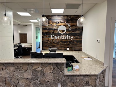 Reception area at Harrison Family Dentistry office in Chattanooga