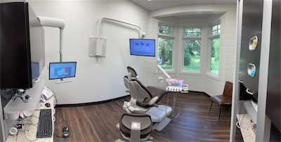 Dental chair and equipment at Harrison Family Dentistry
