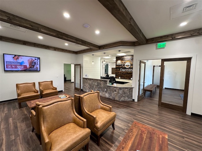 Comfortable patient waiting room at Harrison Family Dentistry in Chattanooga TN